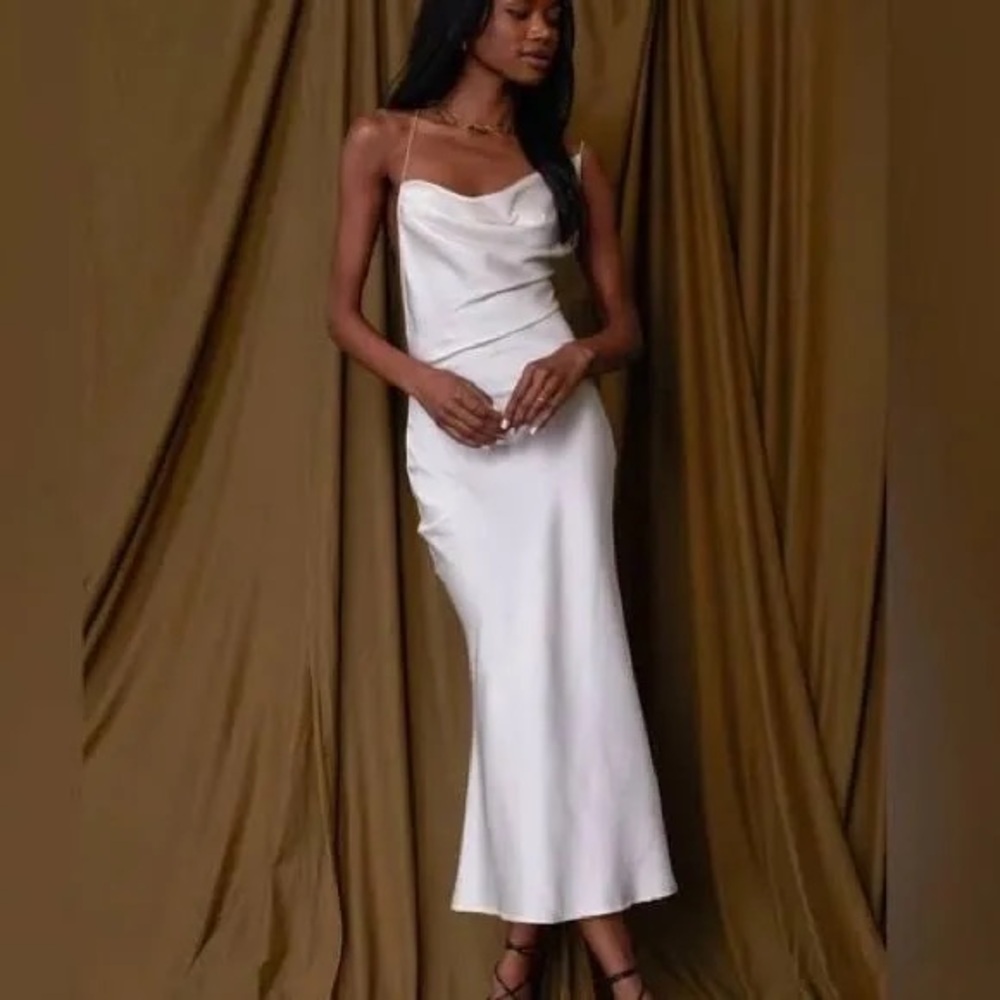 12th Tribe White Backless Midi Dress